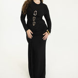 Lita Draped Tie Maxi Skirt in Black