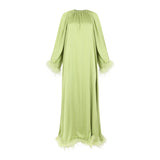 Layla Feather Sleeve Maxi Dress in Sage Apple Green