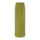 Tiwa Cape Top and Plisse Skirt Set in Olive Green
