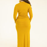 Lita Draped Tie Maxi Skirt in Mustard