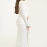 Lita Draped Tie Maxi Skirt in White