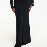 Lita Draped Tie Maxi Skirt in Black