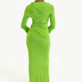 Tala Long Sleeve Asymmetrical Drape Maxi Dress