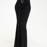 Lita Draped Tie Maxi Skirt in Black