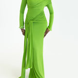 Tala Long Sleeve Asymmetrical Drape Maxi Dress