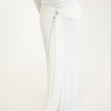 Lita Draped Tie Maxi Skirt in White