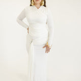 Lita Draped Tie Maxi Skirt in White