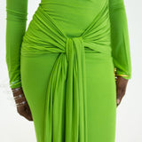 Tala Long Sleeve Asymmetrical Drape Maxi Dress