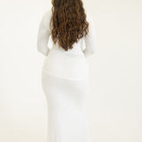 Lita Draped Tie Maxi Skirt in White