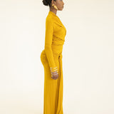 Lita Draped Tie Maxi Skirt in Mustard