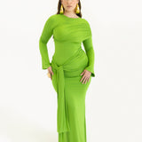 Tala Long Sleeve Asymmetrical Drape Maxi Dress