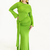 Tala Long Sleeve Asymmetrical Drape Maxi Dress