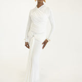 Lita Draped Tie Maxi Skirt in White