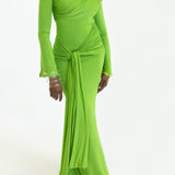 Tala Long Sleeve Asymmetrical Drape Maxi Dress
