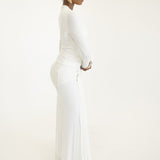 Lita Draped Tie Maxi Skirt in White