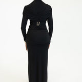 Lita Draped Tie Maxi Skirt in Black