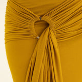 Lita Draped Tie Maxi Skirt in Mustard