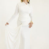 Lita Draped Tie Maxi Skirt in White