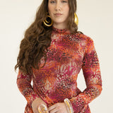 Liv Long Sleeve Mesh Dress in Wild Things