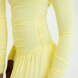 Ori Long Sleeve Ruched Waist Maxi Dress