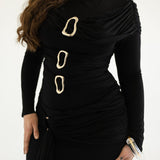 Alita Draped Top with Gold Accents