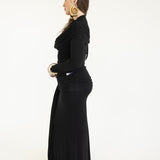 Lita Draped Tie Maxi Skirt in Black