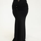 Lita Draped Tie Maxi Skirt in Black
