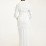 Lita Draped Tie Maxi Skirt in White