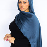 Crinkle Satin Scarf in Deep Sea