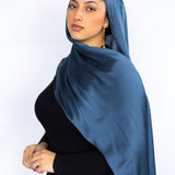Crinkle Satin Scarf in Deep Sea