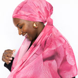 Printed Chiffon Rose Scarf in Pink