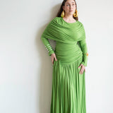 Lira Draped Maxi Skirt in Apple Green