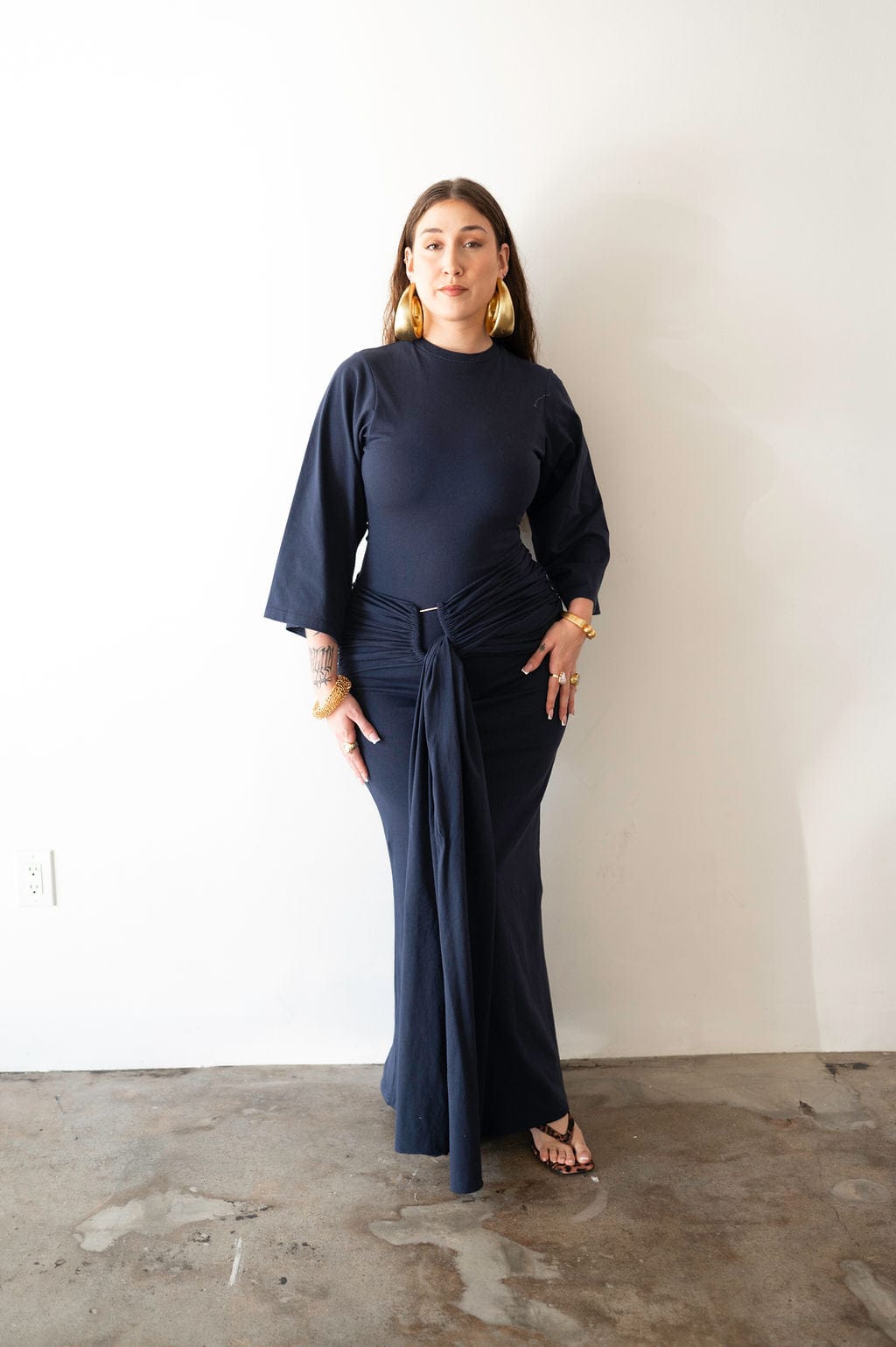 The Perfect Elevated T-Shirt Dress in Navy Blue S The Perfect Elevated T-Shirt Dress in Navy Blue S