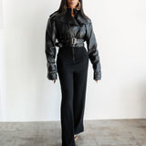 Jade 2-in-1 Convertible Vegan Leather Jacket in Black