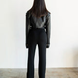 Jade 2-in-1 Convertible Vegan Leather Jacket in Black