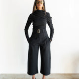 Nia High Waisted Corset Barrel Cropped Pants in Black