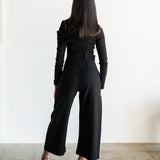 Nia High Waisted Corset Barrel Cropped Pants in Black