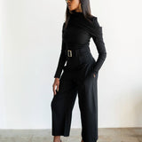 Nia High Waisted Corset Barrel Cropped Pants in Black