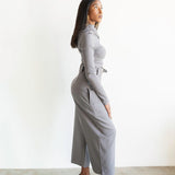 Nia High Waisted Corset Barrel Cropped Pants in Grey
