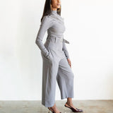 Nia High Waisted Corset Barrel Cropped Pants in Grey