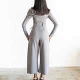 Nia High Waisted Corset Barrel Cropped Pants in Grey