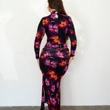 Liv Long Sleeve Mesh Dress in Bloom
