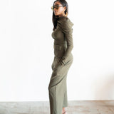 Nia High Waisted Corset Barrel Cropped Pants in Olive Green
