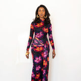 Liv Long Sleeve Mesh Dress in Bloom