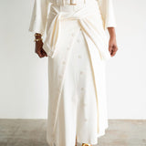 Inayah Asymmetrical Button Skirt with Ties Ivory