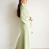 Inayah Exaggerated Collar Polo Shirt Sage Green