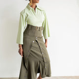 Lai High Waist Asymmetrical Button Skirt