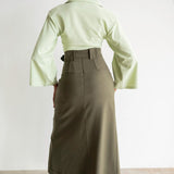 Lai High Waist Asymmetrical Button Skirt