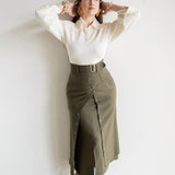 Lai High Waist Asymmetrical Button Skirt