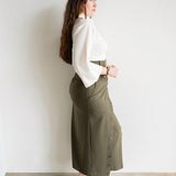 Lai High Waist Asymmetrical Button Skirt